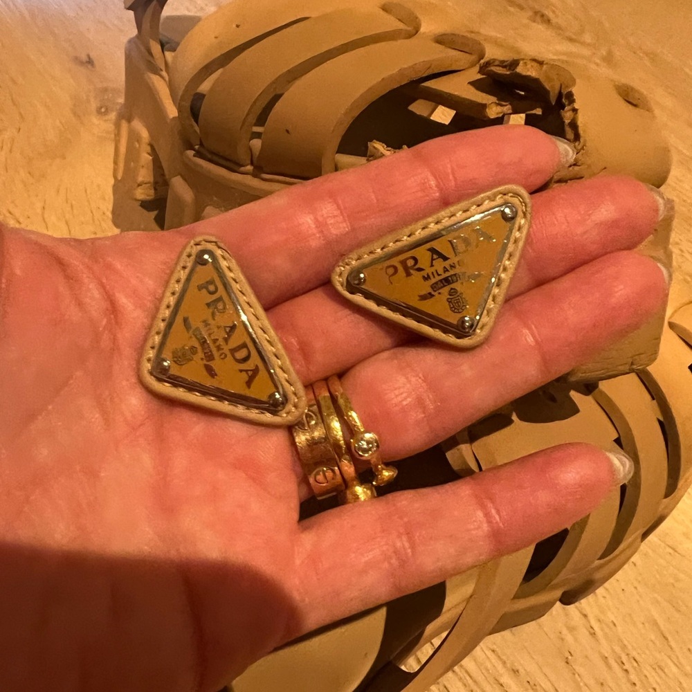 Prada Beige Triangle Logo Patches